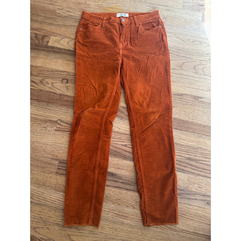We The Free Free People Burnt Orange Corduroy Raw Hem Slim Pants Size 29